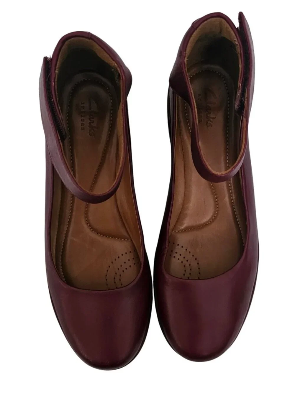 Clarks Women's Burgundy Clarene Tide Printed Wedge Heel Pump Shoes Size US 7.5